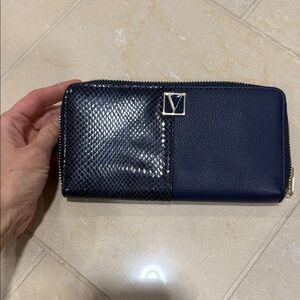 Navy and Black Wallet with Gold Accent